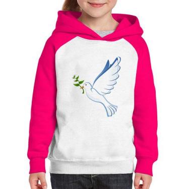 Imagem de Moletom Infantil Pomba da Paz - Foca na Moda, Branco, Rosa, 6