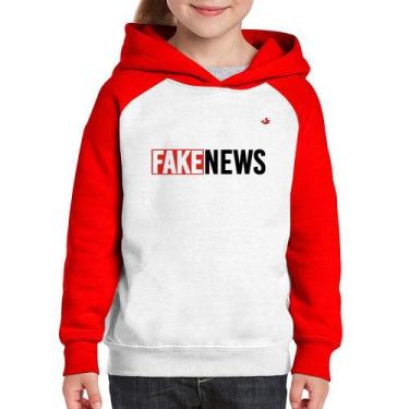 Imagem de Moletom Infantil Fake News - Foca na Moda, Branco, Vermelho, 12