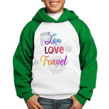 Imagem de Moletom Infantil Live Love Travel - Foca na Moda, Branco, Verde, 8