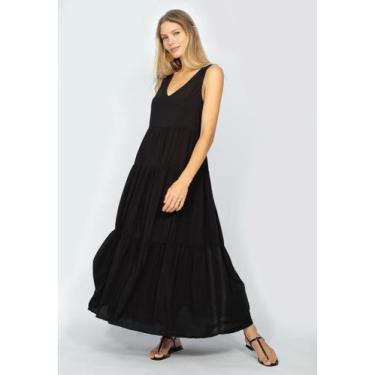 Imagem de Vestido Regata Longo Peri Viscose Amazonia Vital Camadas Preto