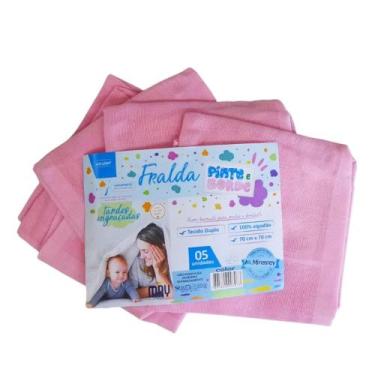 Imagem de Kit 5 Fralda de Pano Pinte E Borde Luxo com Tecido Duplo  com Barra pa