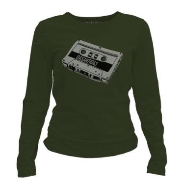 Imagem de Camiseta manga longa feminina - Fita K7. - DASANTIGAS, Green pea, Gree