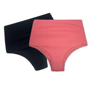 Imagem de Kit 2 Calcinha Modeladora Cintura Alta Média Compressão De Algodão Con