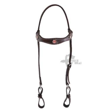 Imagem de Cabeçada goianinha com testeira com apliques Mangalarga fivelas de met