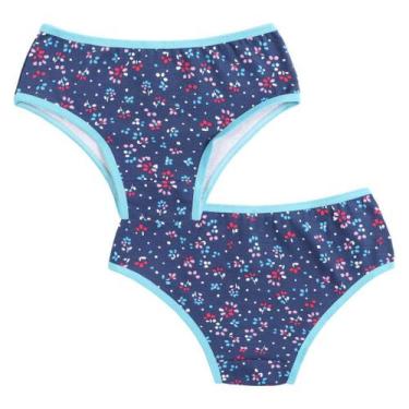 Imagem de Kit 3 calcinha cotton juvenil estampada forro 100% algodão confortável