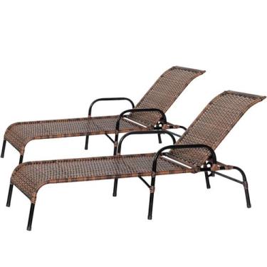 Imagem de Jogo 2 Espreguiçadeiras Esteira Catar em Ferro e Fibra Sintética para 