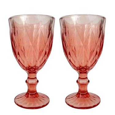 Imagem de Kit 2 Unidades Taça Diamante Vermelha Clara 340ml Mesa Posta - Best Ka