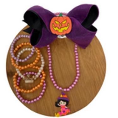 Imagem de Kit Laço de Cabelo/Pulseira e Colar Halloween Tic Tac - Nl Bijuterias,