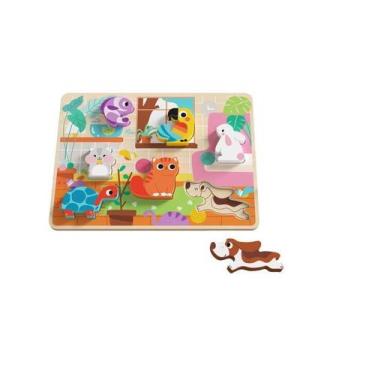 Imagem de Brinquedo didatico tabuleiro de encaixe animais TH635 - Tooky toy