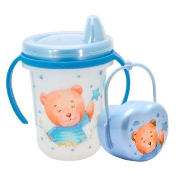 Imagem de Kit Caneca Treinamento Infantil Trio 330ml e Porta Chupeta Plasutil - 