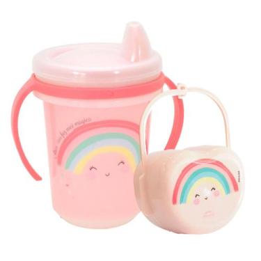 Imagem de Kit Caneca Treinamento Infantil Trio 330ml e Porta Chupeta Plasutil - 