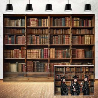 Imagem de Estante marrom de 2,8 x 1,8 m, retro, biblioteca, escritório, estudo, cena, cena, fotografia, casa, escritório, videoconferência, fundo clássico, suporte para cabine de fotos