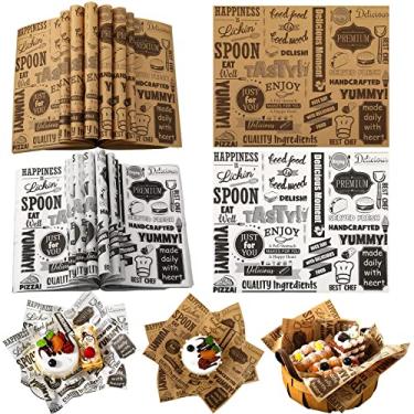 Imagem de 300 peças de folhas de papel de cera para alimentos resistentes à gordura bandejas forros de cesta papel branco papel de jornal quadrado para cachorro-quente folhas de embrulho à prova de gordura para piquenique ao ar livre, igrejas, festa em casa