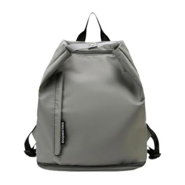Imagem de Dynwave Mochila de praia Mochila esportiva Mulheres Homens Treino ao ar livre na moda com compartimento para sapatos Maiô à prova d'água Bolsa de ginástica, Cinza