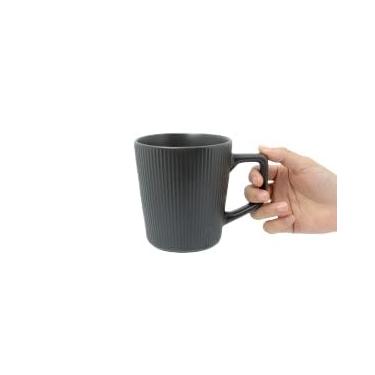 Imagem de XINCHANG Canecas de café de cerâmica rústica - design listrado, perfeito para manhãs aconchegantes (preto)