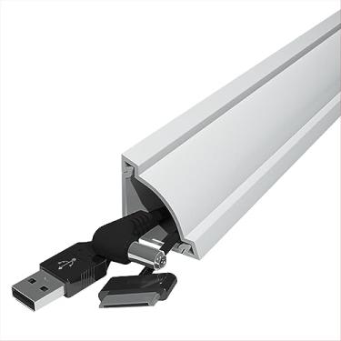 Imagem de Escondedor de cabos de canto, corretivo de cabo de 325 cm, capa de cabo pintável para parede, kit de gerenciamento de cabos de canto, pista de arame para rodapé e teto, 8GG 15 cm, branco