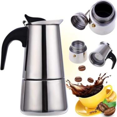 Imagem de Cafeteira Italiana de Aço Inoxidável Premium, 300ml, 6 Xícaras, Linda e Prática para todas as ocasiões