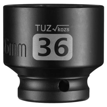 Imagem de Soquete de impacto raso de 36 mm com acionamento de 1/2 polegada, aço de liga de molibdênio cromado, soquete hexagonal padrão de 6 pontos para catracas, chaves elétricas de torque, chave de impacto de
