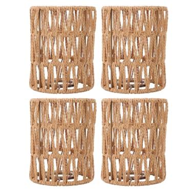 Imagem de Abajur ZJchao de Imitação de Rattan, Redondo, Boêmio, para Lustres e Luminárias de Mesa e Parede, com Estrutura de Ferro e Montagem Fácil