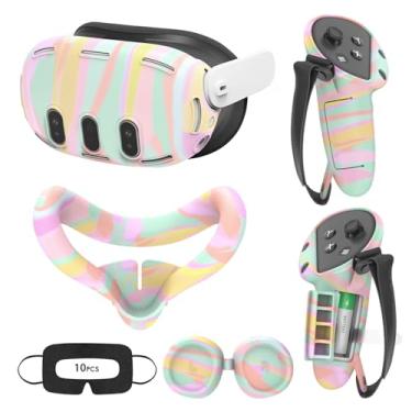 Imagem de Tyasoleil VR Silicone Case for Meta Quest 3, Design Upgraded Accessories for Oculus Quest 3, Face Cover, Controller Grips, Shell Cover, Lens Cover, Disposable Eye Cover(Macaron)