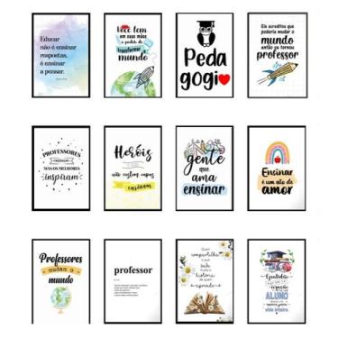 Imagem de Quadros Professor Educação Pedagogia Escola 12 Peças 20x28cm - CAMALEÃ