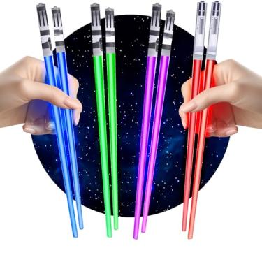 Imagem de Hashis de sabre de luz com luz LED (4 pares, vermelho, azul, verde, roxo)