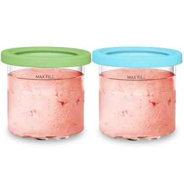 Imagem de SVNOOC para fabricantes de sorvete da série ninja creami nc299amz e nc300s, sem bpa e adequado para máquina de lavar louça, litros de 16 onças com tampas, pacote de 2 - (verde/azul)