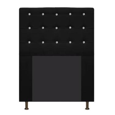 Imagem de Cabeceira Estofada Dama com Strass 90 cm para Cama Box Solteiro Suede Preto para Quarto - AM Decor