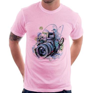 Imagem de Camiseta Câmera Fotográfica - Foca na Moda, Rosa bebê, P