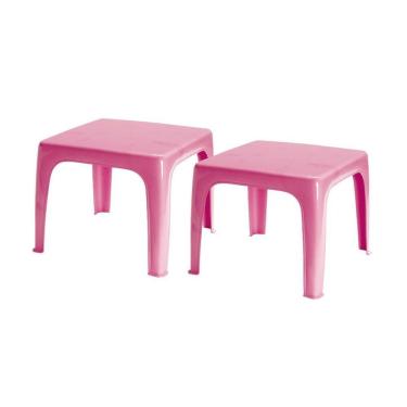 Imagem de Kit 2 Mesinha Mesa Kids Infantil Rosa 46X38 Cm Plástica