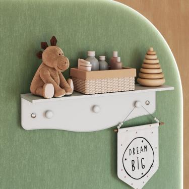 Imagem de Prateleira Infantil Encanto com Cabideiro Branco - Completa Móveis