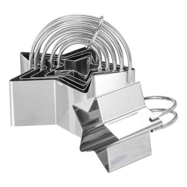 Imagem de HARFINGTON Conjunto de 5 peças de cortador de biscoito em forma de estrela de aço inoxidável, ferramenta de cortador de massa com alça para assar bolos de cozinha