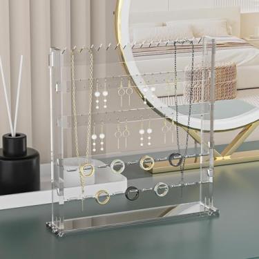 Imagem de Coward Suporte de joias de acrílico, colar de mesa, brinco, anel de exibição de cavalete de joias, brinco de mesa, organizador de joias para uso doméstico (5 camadas)