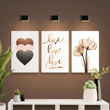 Imagem de Kit Placas Quadros Decorativos 3 Peças Mdf - Love, Love