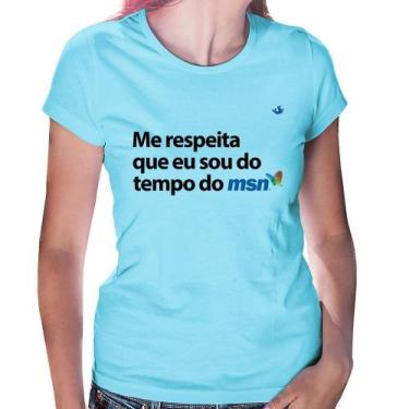 Imagem de Baby Look Me respeita que eu sou da época do msn - Foca na Moda, Azul 
