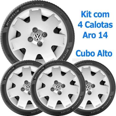Imagem de 4X Calota Vw Gol Parati G3 G4 Aro 14 Cubo Alto Emblema 061Ca