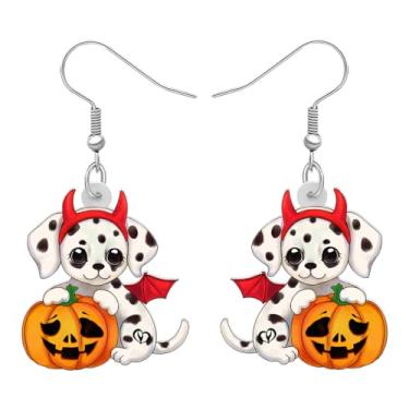 Imagem de TIZURO Brincos de acrílico de Halloween Dálmatas Dálmatas Yorkshire Golden Retriever divertidos filhotes de animais de estimação pingentes novidade joias para mulheres amantes de cães presentes,