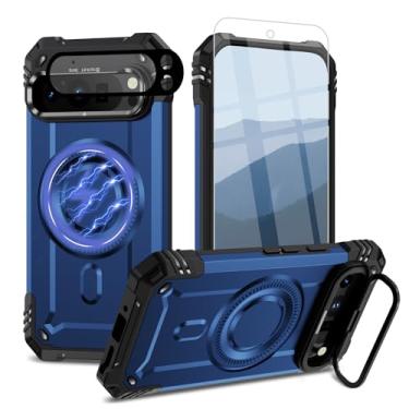 Imagem de Bonkier Capa para Google Pixel 9 Pro [compatível com Magsafe] [proteção contra quedas de grau militar de 15 pés] com protetor de tela e protetor de lente, capa resistente à prova de choque para Pixel