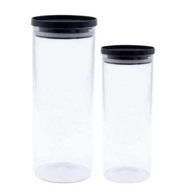 Imagem de Kit 2 Potes De Vidro Com Tampa Hermética Multifuncional 1L e 1,5L Mor
