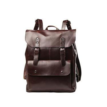 Imagem de Mochila retrô fashion para homens design de luxo mochilas masculinas mochila de viagem mochila para laptop bolsas masculinas(Dark Brown)