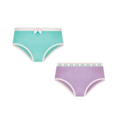 Imagem de Kit 2 Calcinhas Infantis 100% Algodão Selene 20650.001 Verde/Lilás, Ve