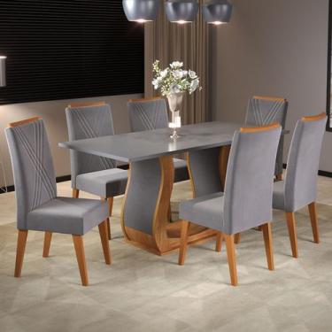 Imagem de Mesa de Jantar 6 Lugares Corsa Mel/Cinza/Grafite - Viero Móveis, Cinza