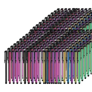 Imagem de Canetas Stylus para telas sensíveis ao toque, pacote com 500 estilistas, metal longo colorido universal, canetas de tela sensível ao toque para iPad, iPhone, Android, Galaxy, Chrome Book, tablets