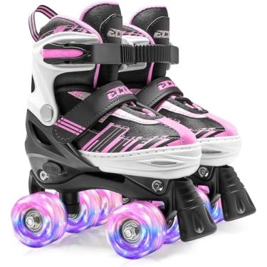Imagem de ECOO Patins para meninas e meninos de 4 a 12 anos, crianças pequenas 4 tamanhos ajustáveis com rodas iluminadas patins para iniciantes