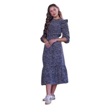 Imagem de Vestido Midi Maria Maturana Estampado Preto E Branco Tam. 40-Feminino