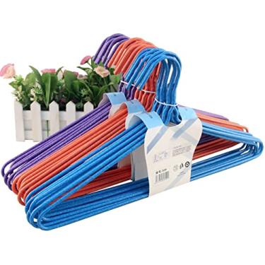 Imagem de 10Pcs Cabides Garment Cabides Vestuário Cabides Slim Space Saving Design Com Metal Core Plastic Dip para Ternos Camisas Casacos (309#46cm adulto de casaco extra-grande cor enviada)