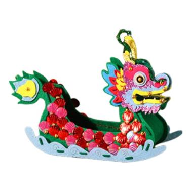 Imagem de Tachiuwa Dragon Boat Festival Decor Dragon Boat Storage Box, fabricando bolsa de armazenamento criativo, conjunto de costura Diy Material para crianças, Rosa Verde