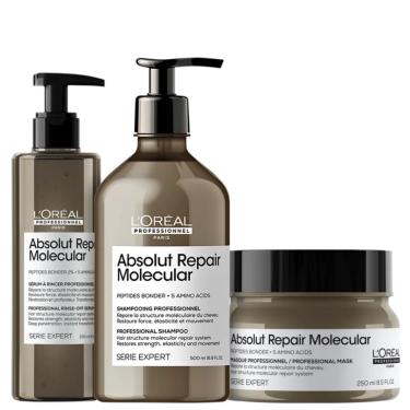 Imagem de Kit LOréal Molecular Sh 500ml + Sérum 250ml + Máscara 250ml