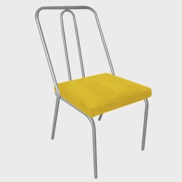 Imagem de Cadeira de Jantar Drika Office Escritório Recepção Ferro Prata Sintético Amarelo - Ahz Móveis