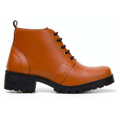 Imagem de Bota Feminina Zíper Lateral Sola Alta Cano Baixo Coturno Caramelo - Mo